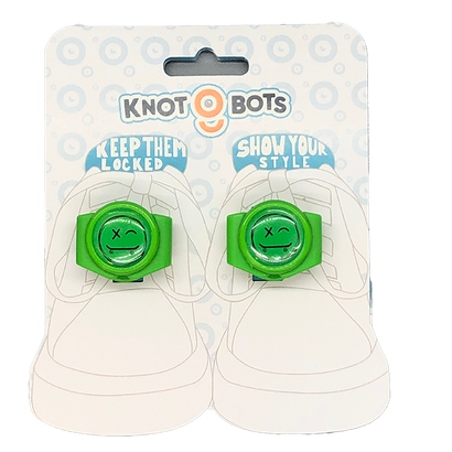 Hanger card for pair of knotbot shoelace locks